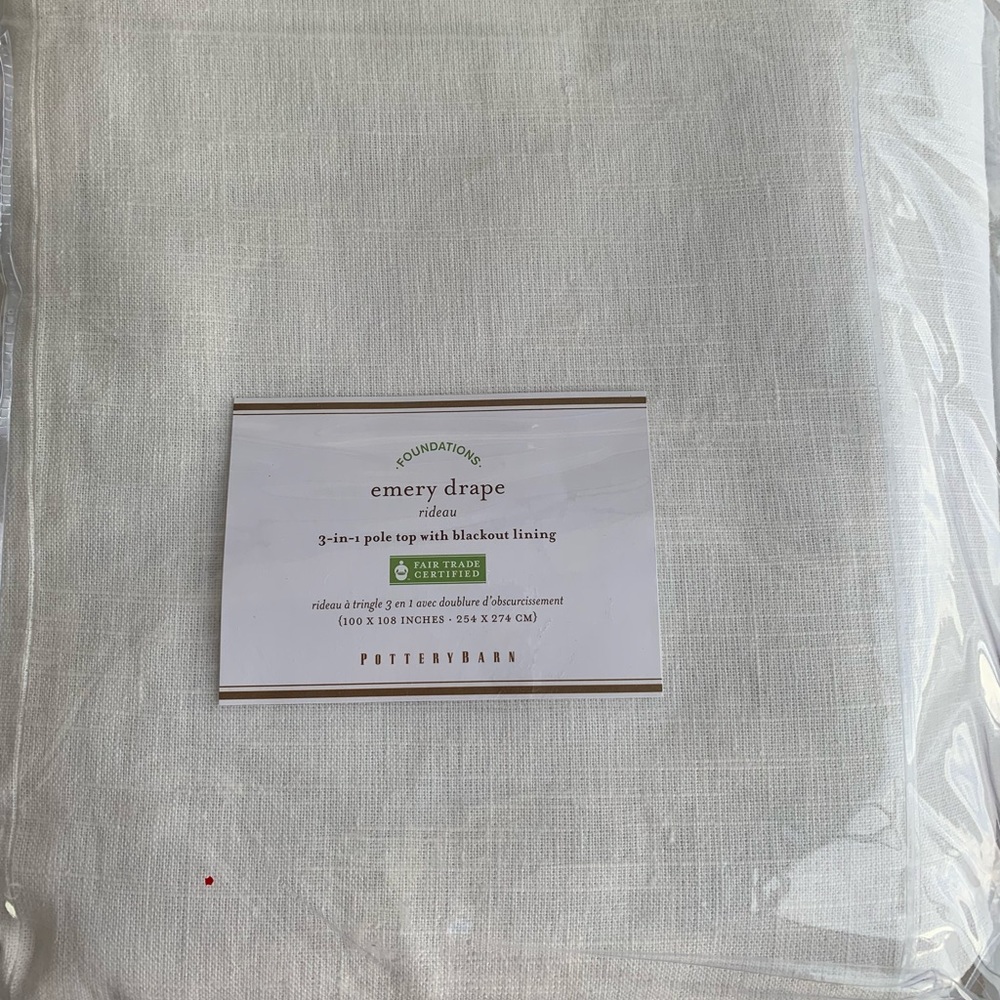 Pottery Barn Emery Linen Ivory Blackout Curtains - Brand New - 1 panel